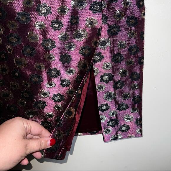 J.CREW metallic floral embroidered preppy pencil skirt 0 - Picture 4 of 7